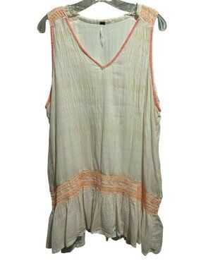 Free People Run With Me Gauze Embroidered Babydoll Tunic Dress Boho Hippie Sz M